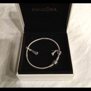 Pandora SS Bracelet 19cm/7.5” Sparkling CZ Stiletto & Elisa Teal Dress  NIB